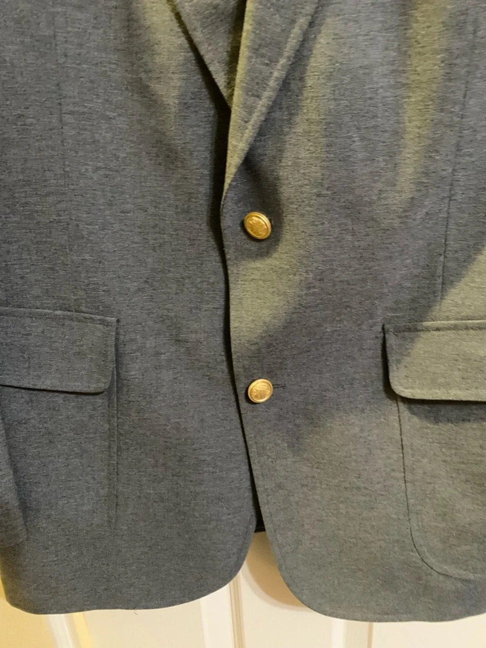 David Taylor Sz‎ 40R Wool Blend Gray Sport Coat Blazer Jacket with Gold Button